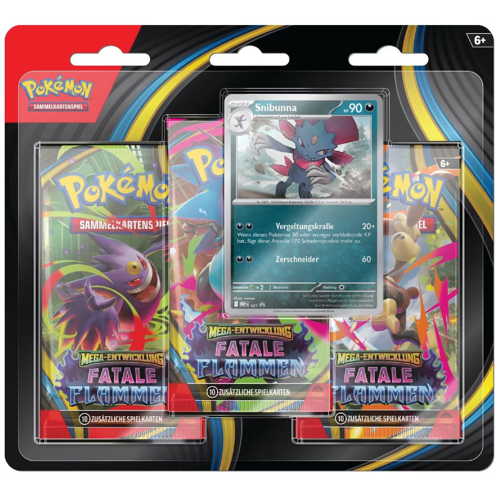 Pokemon Mega Entwicklung 02 Fatale Flammen 3-Pack Blister (Snibunna oder Sniebel) (Deutsch)